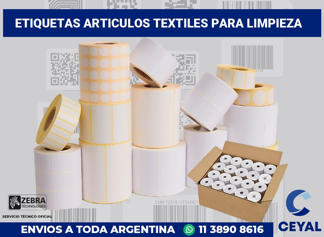 Etiquetas Articulos textiles para limpieza