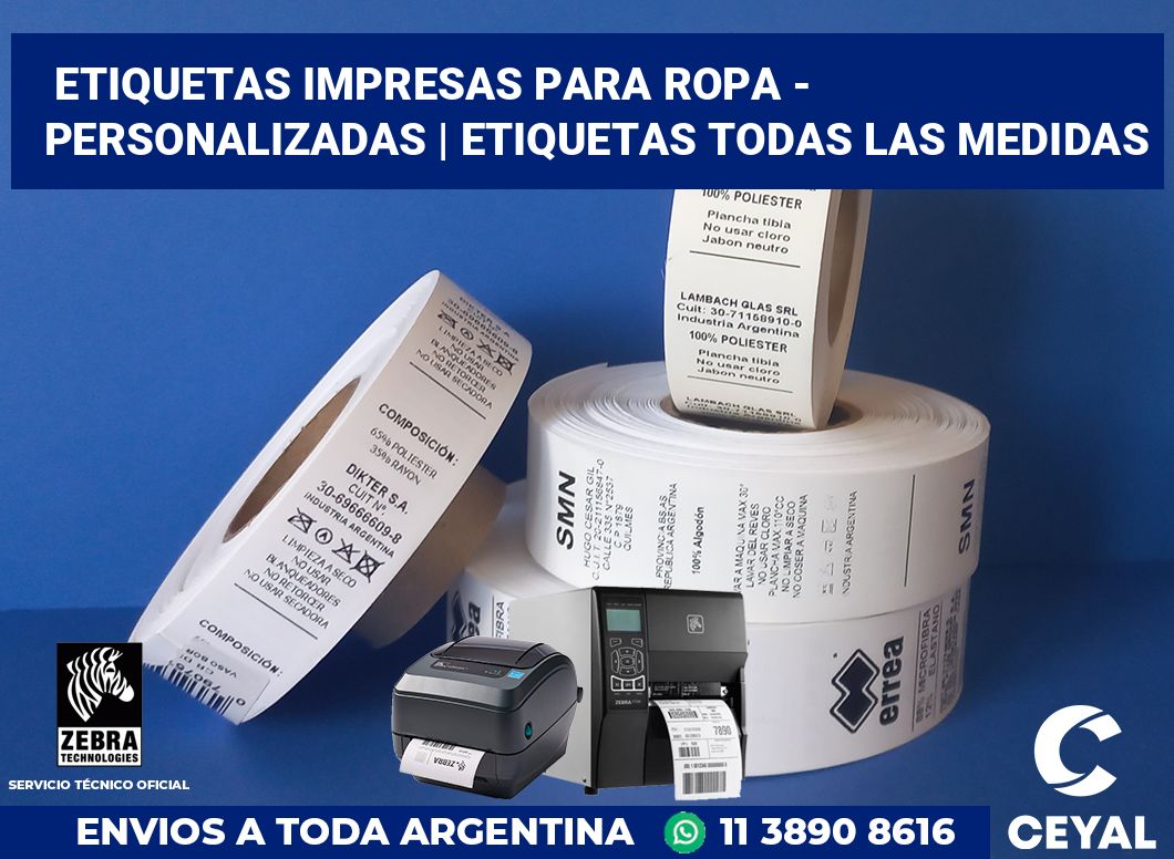 Etiquetas Impresas para ropa - Personalizadas | Etiquetas todas las medidas