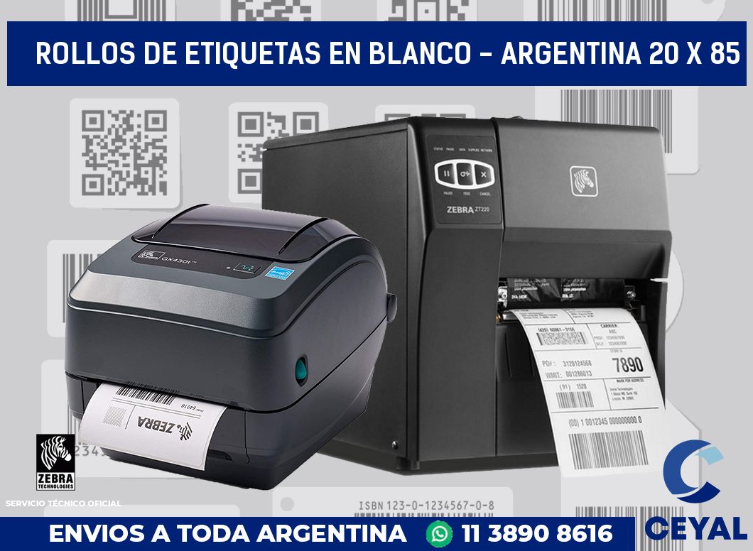 Rollos de etiquetas en blanco - Argentina 20 x 85