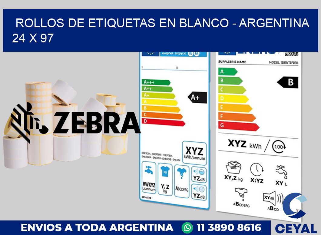 Rollos de etiquetas en blanco - Argentina 24 x 97