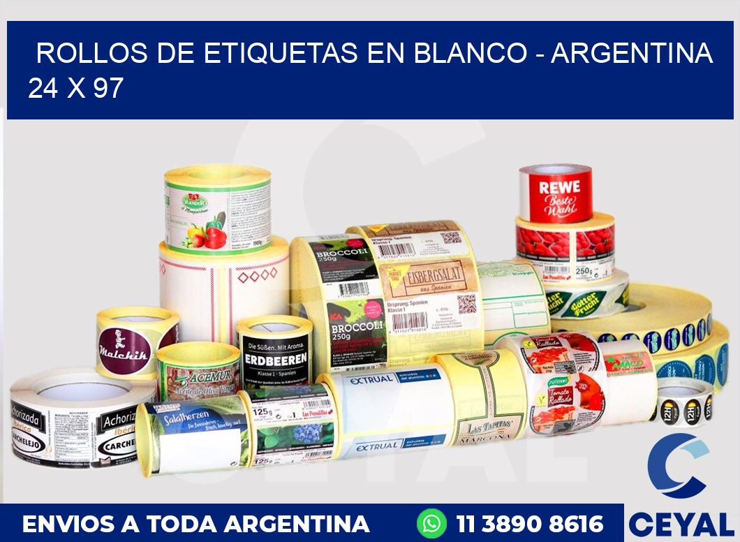 Rollos de etiquetas en blanco – Argentina 24 x 97