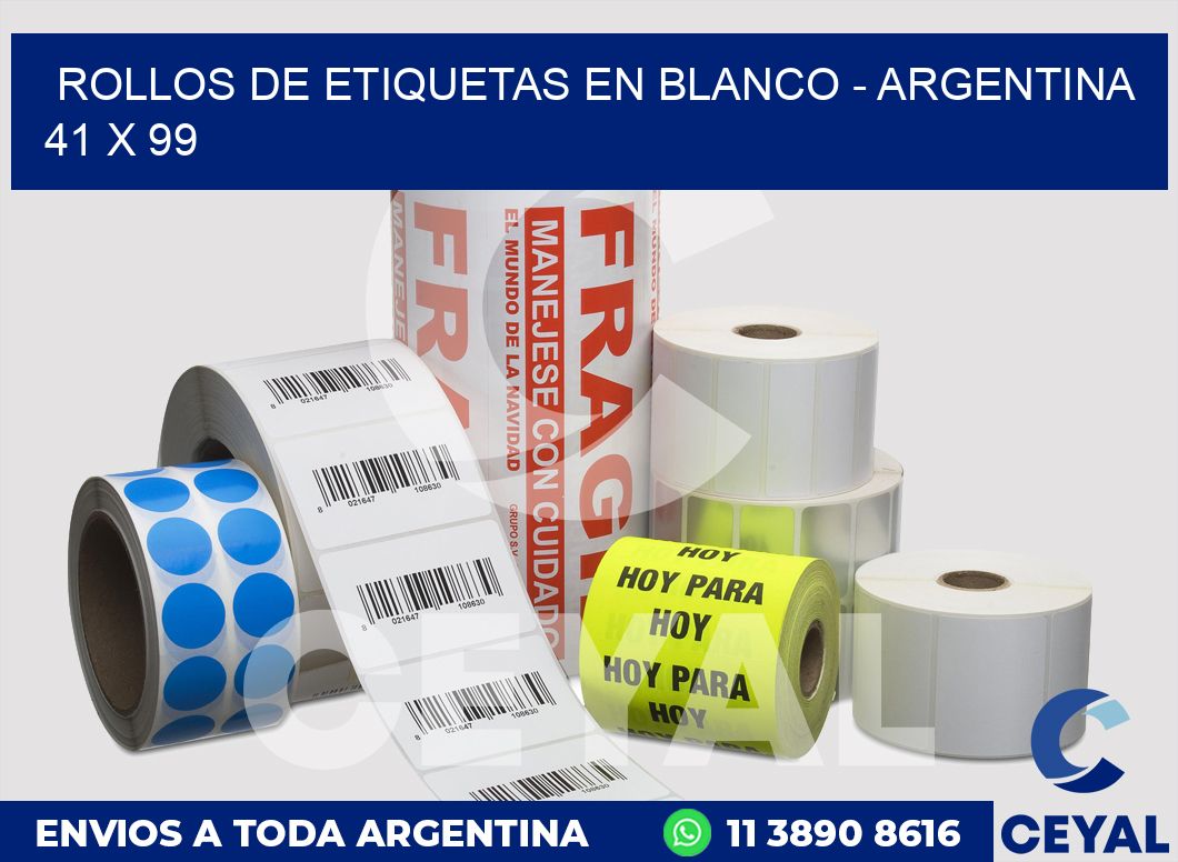 Rollos de etiquetas en blanco - Argentina 41 x 99