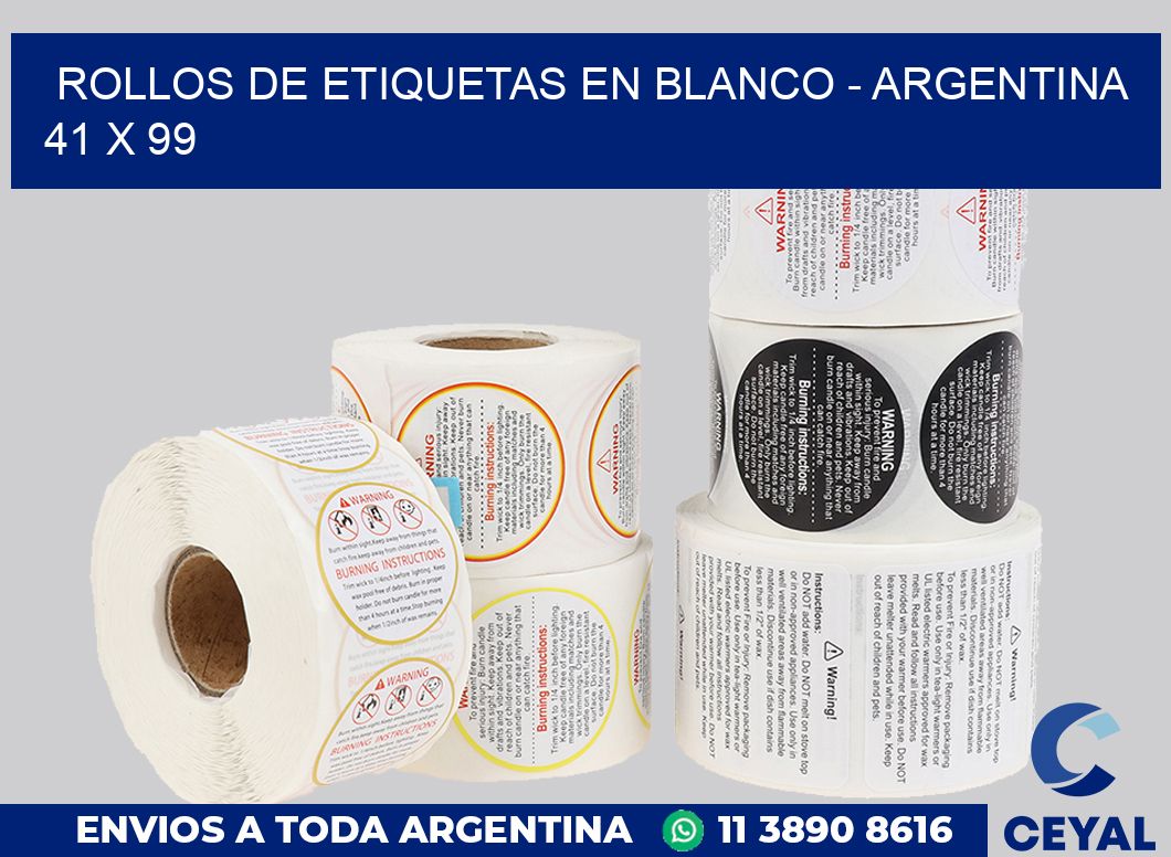 Rollos de etiquetas en blanco – Argentina 41 x 99