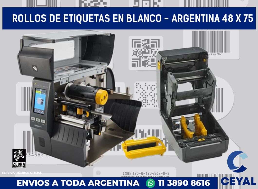 Rollos de etiquetas en blanco - Argentina 48 x 75