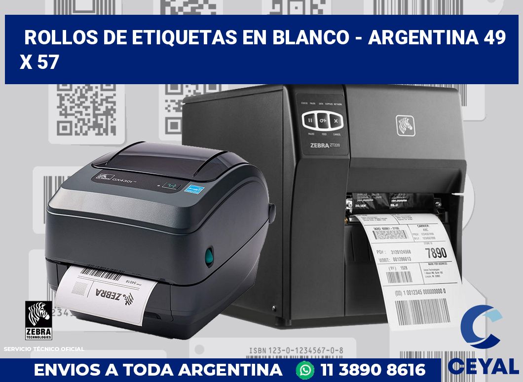 Rollos de etiquetas en blanco - Argentina 49 x 57
