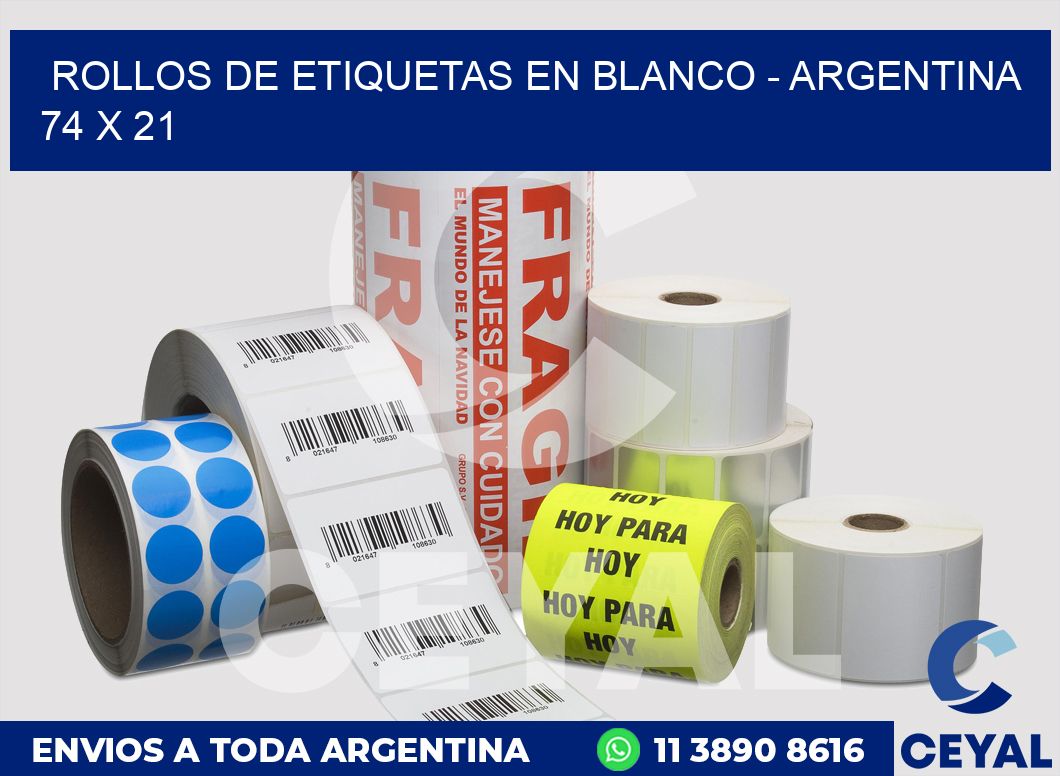 Rollos de etiquetas en blanco - Argentina 74 x 21