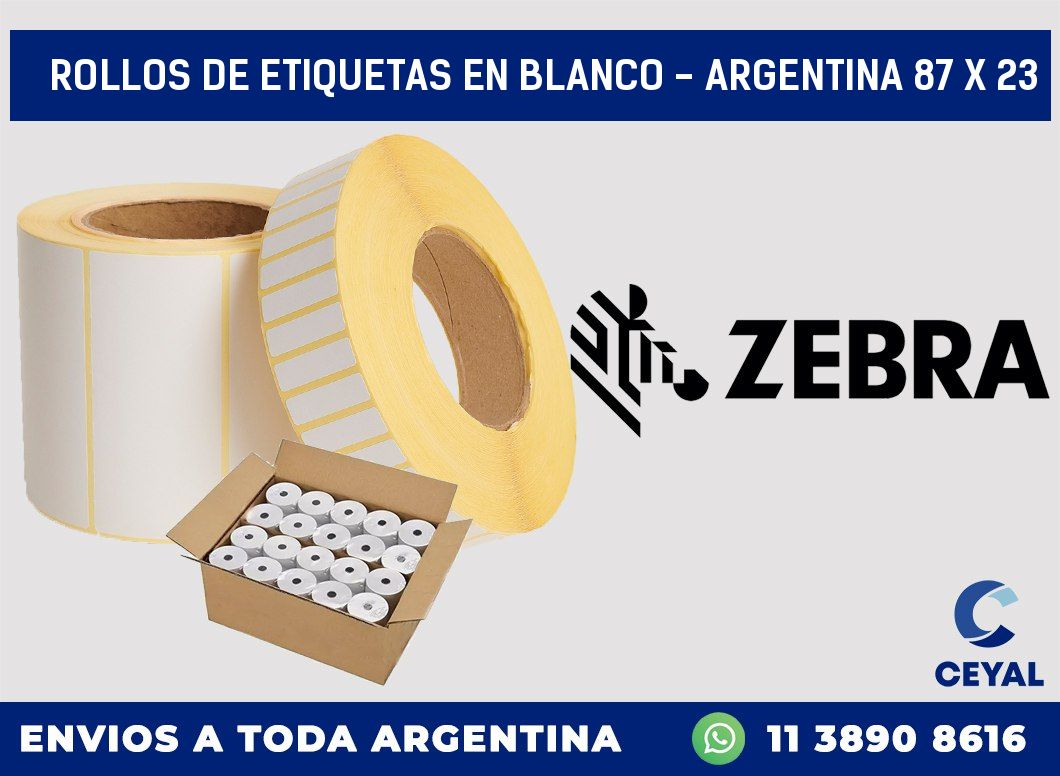 Rollos de etiquetas en blanco - Argentina 87 x 23