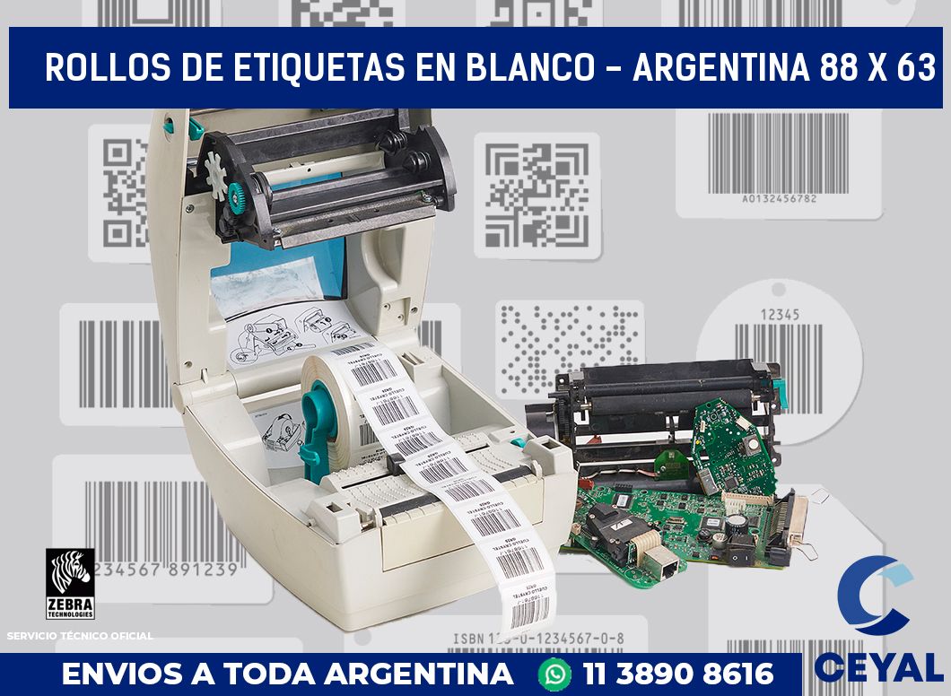 Rollos de etiquetas en blanco - Argentina 88 x 63