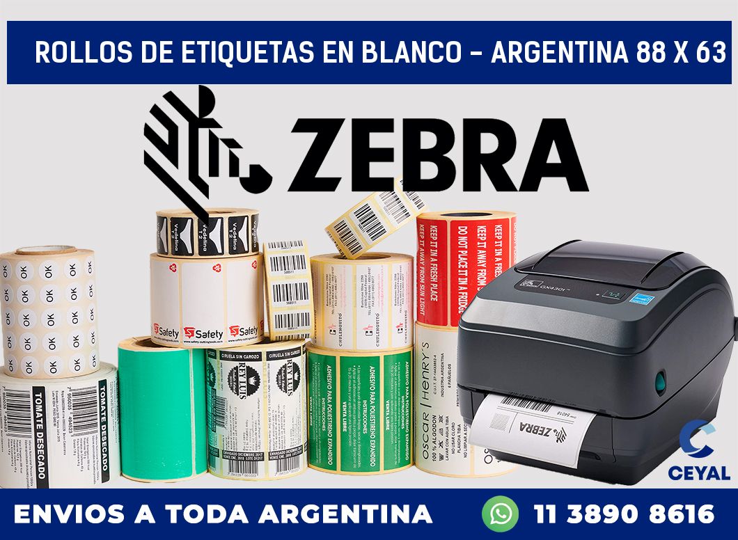 Rollos de etiquetas en blanco – Argentina 88 x 63