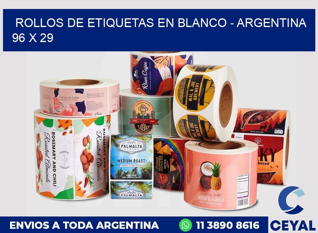 Rollos de etiquetas en blanco – Argentina 96 x 29