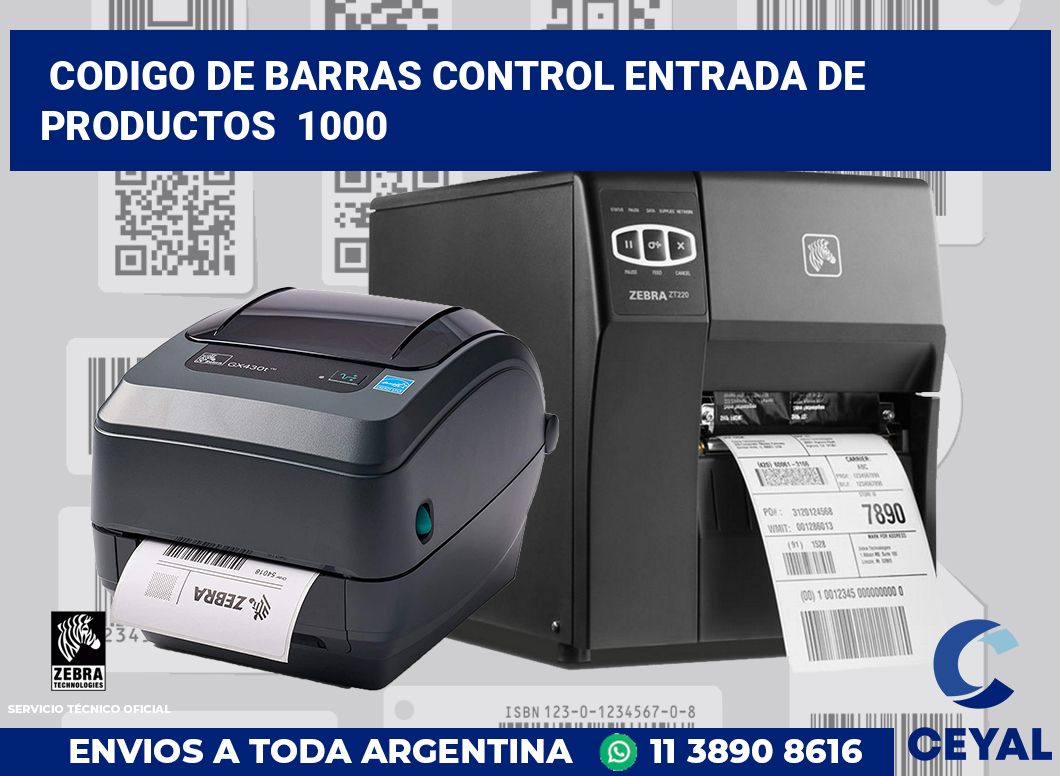 codigo de barras control entrada de productos 1000
