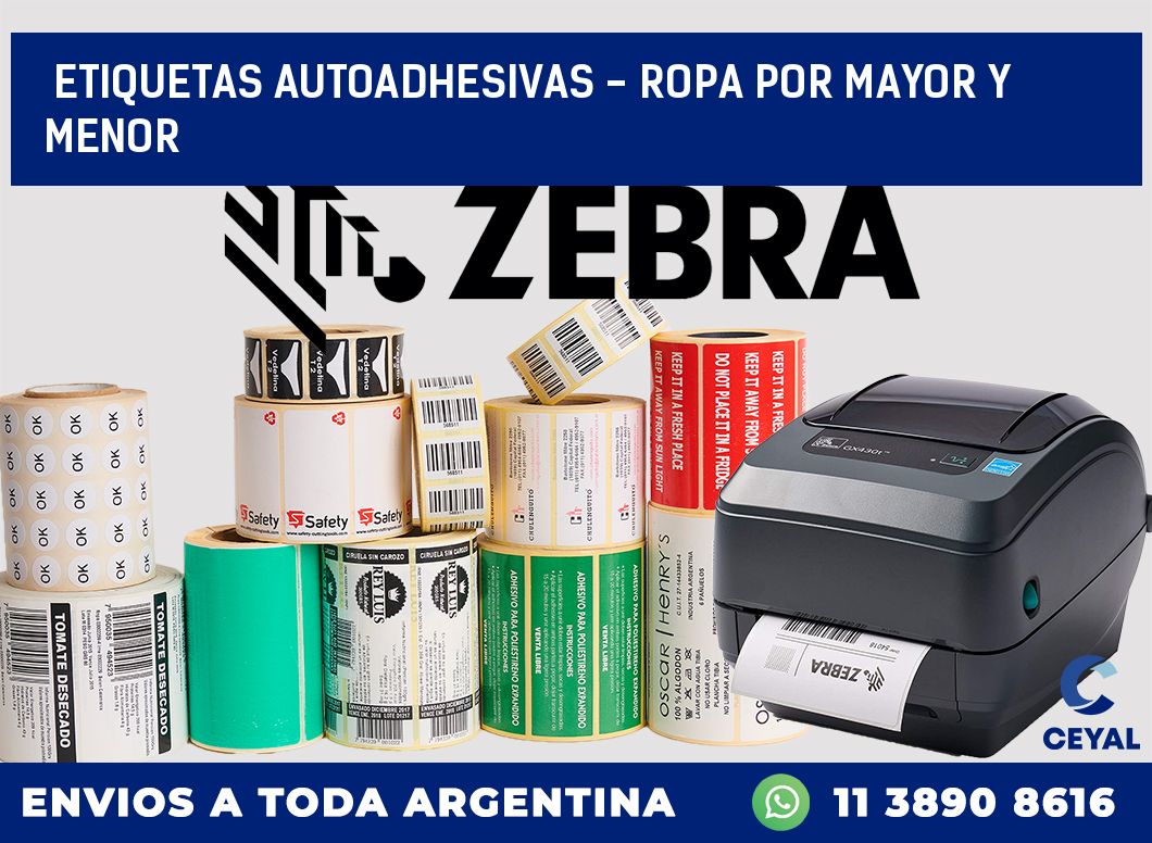 etiquetas autoadhesivas – ropa por mayor y menor