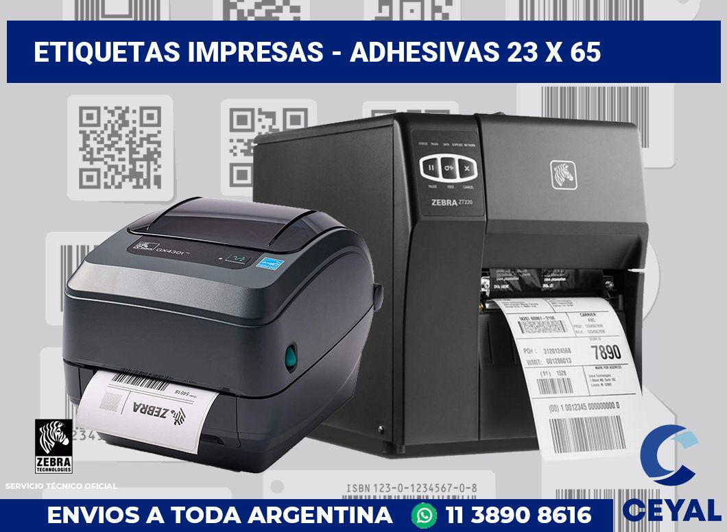 etiquetas impresas - Adhesivas 23 x 65