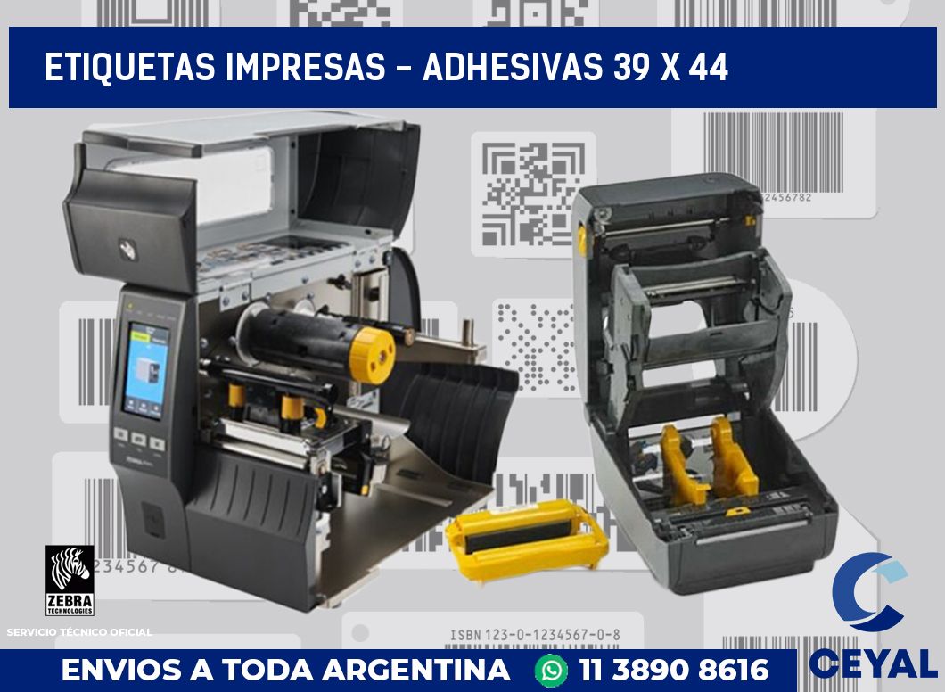 etiquetas impresas - Adhesivas 39 x 44