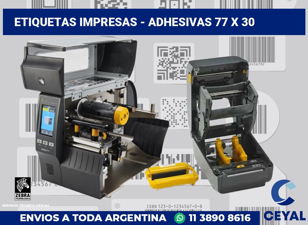 etiquetas impresas - Adhesivas 77 x 30