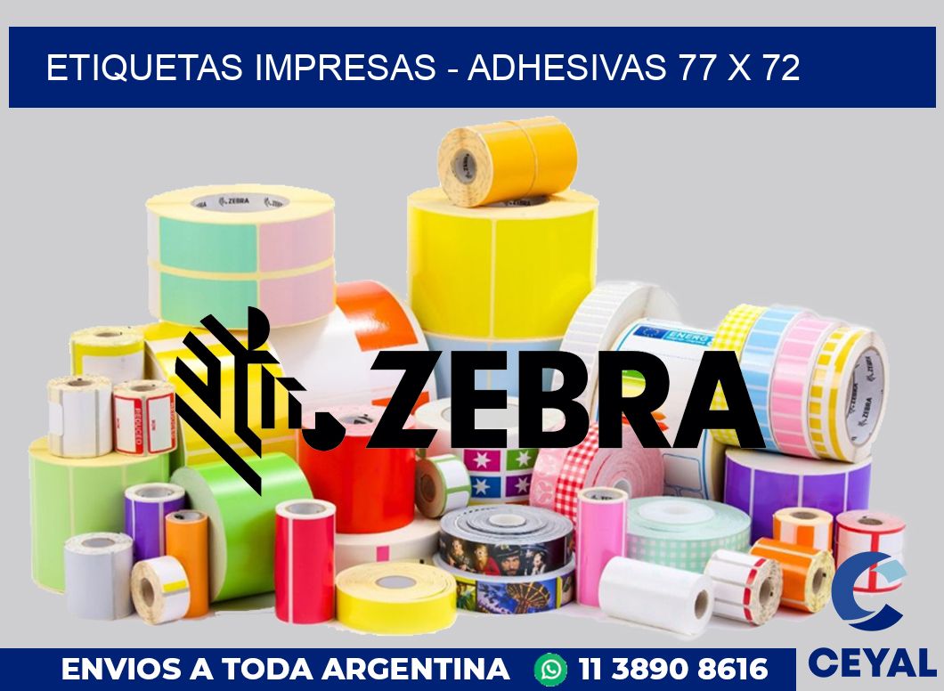 etiquetas impresas - Adhesivas 77 x 72