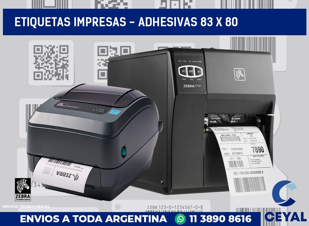 etiquetas impresas - Adhesivas 83 x 80