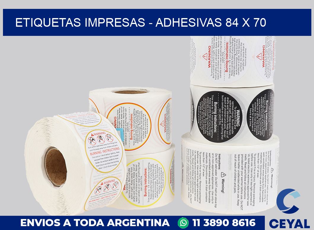 etiquetas impresas – Adhesivas 84 x 70