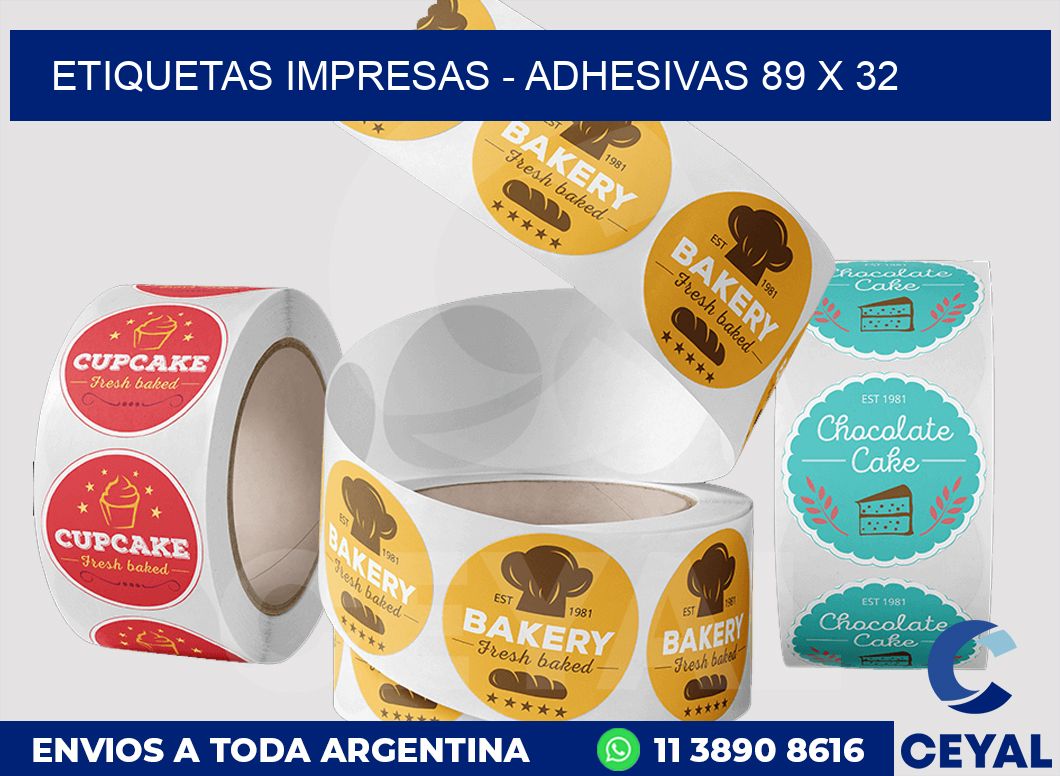 etiquetas impresas - Adhesivas 89 x 32