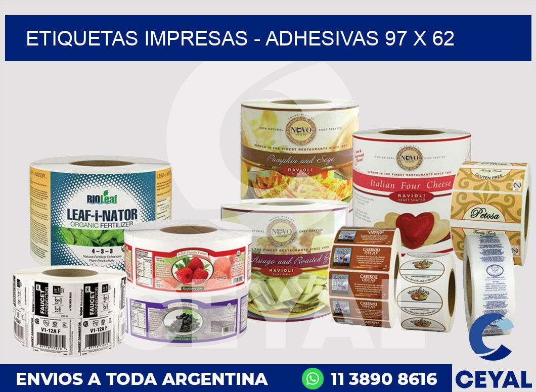etiquetas impresas – Adhesivas 97 x 62