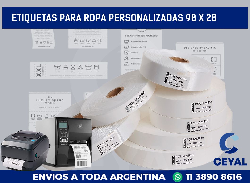 etiquetas para ropa personalizadas 98 x 28