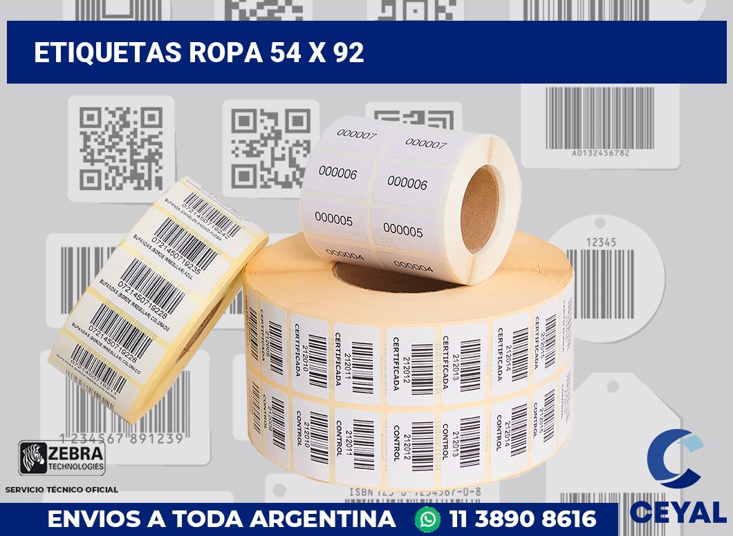 etiquetas ropa 54 x 92