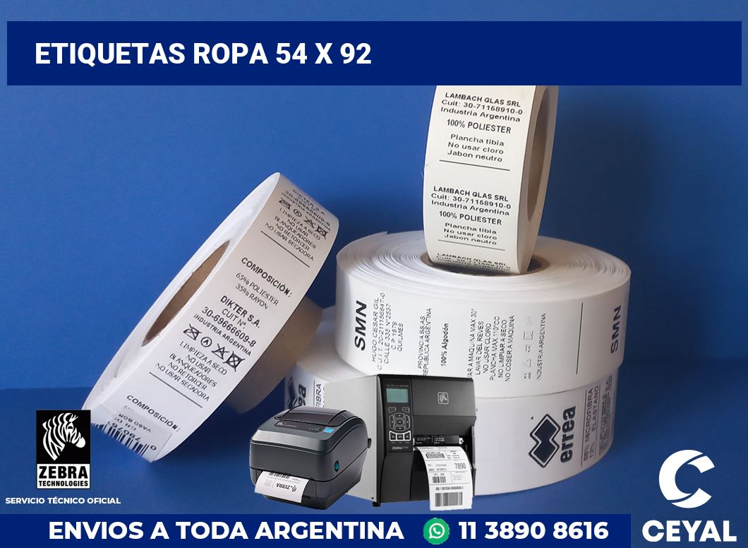 etiquetas ropa 54 x 92