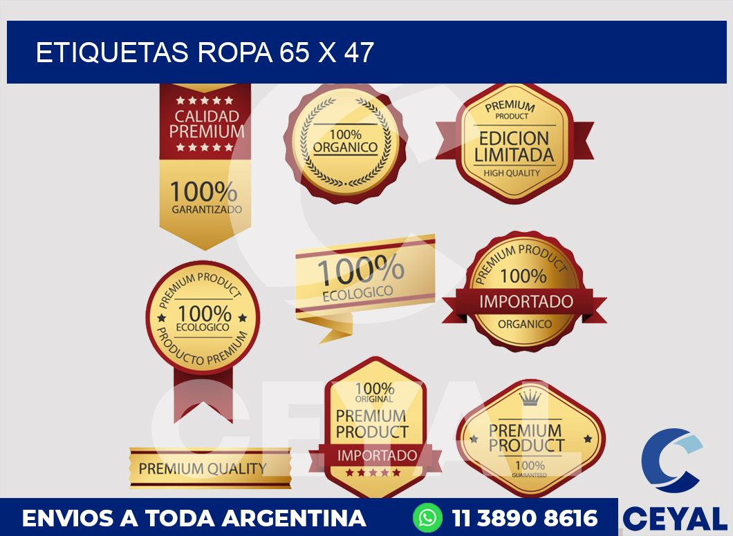 etiquetas ropa 65 x 47