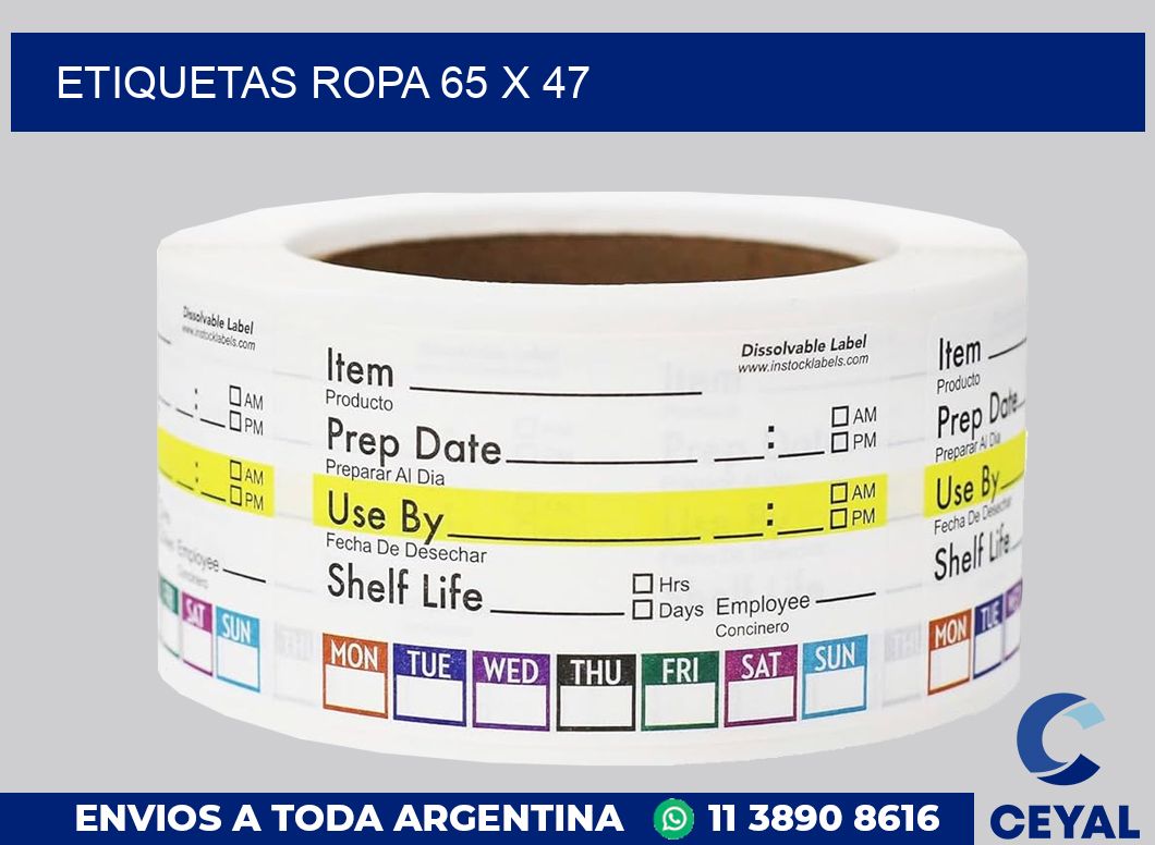 etiquetas ropa 65 x 47