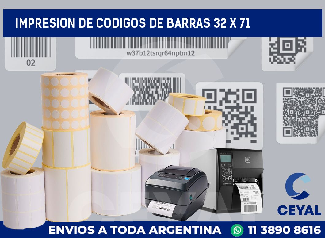 impresion de codigos de barras 32 x 71