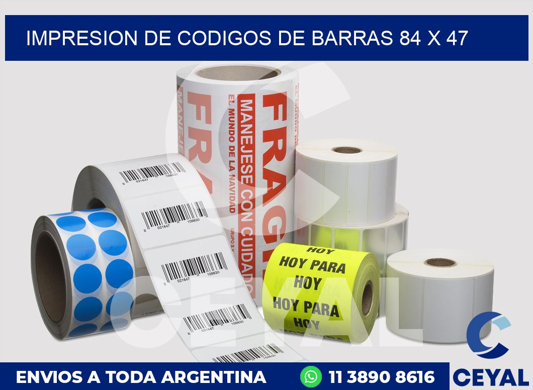 impresion de codigos de barras 84 x 47