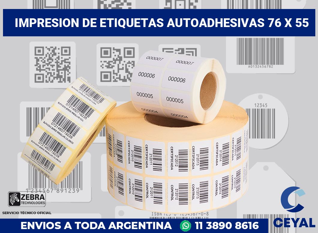 impresion de etiquetas autoadhesivas 76 x 55