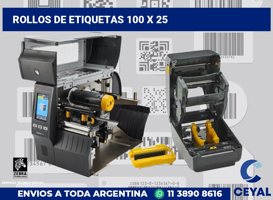 rollos de etiquetas 100 x 25