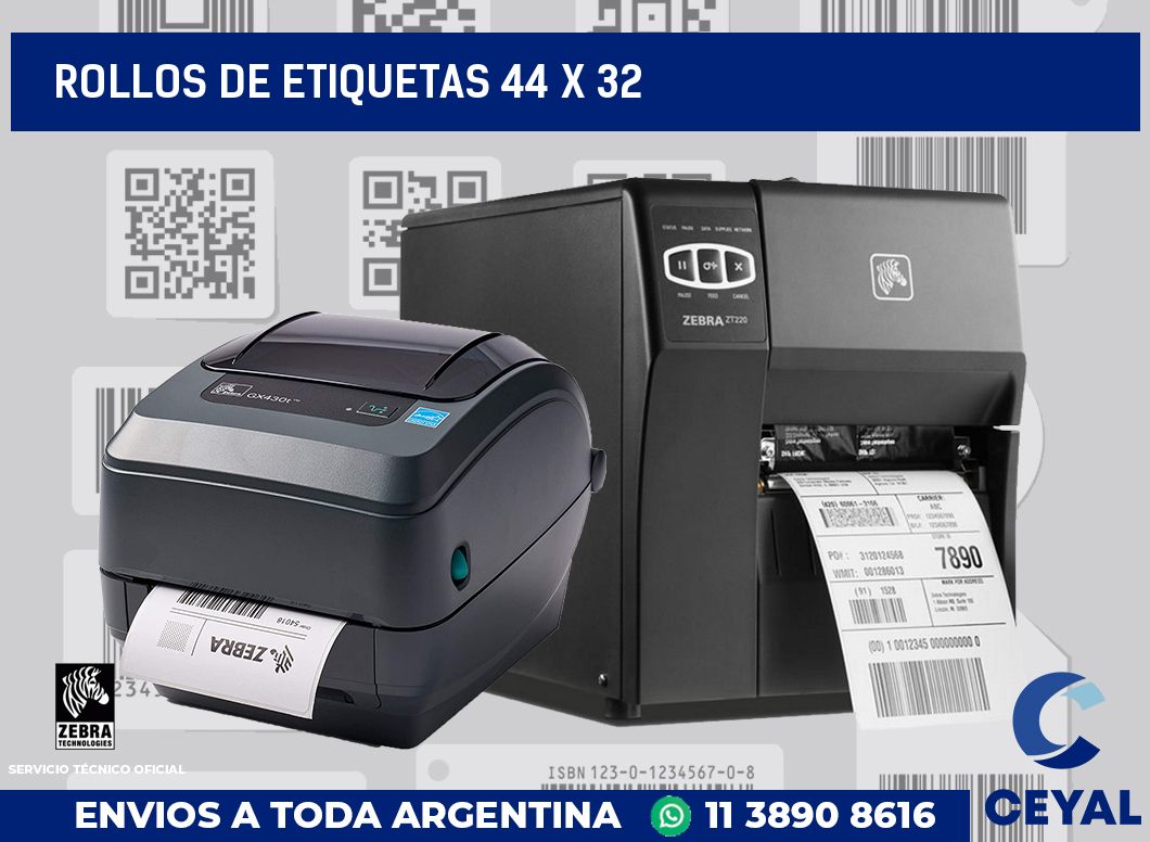 rollos de etiquetas 44 x 32