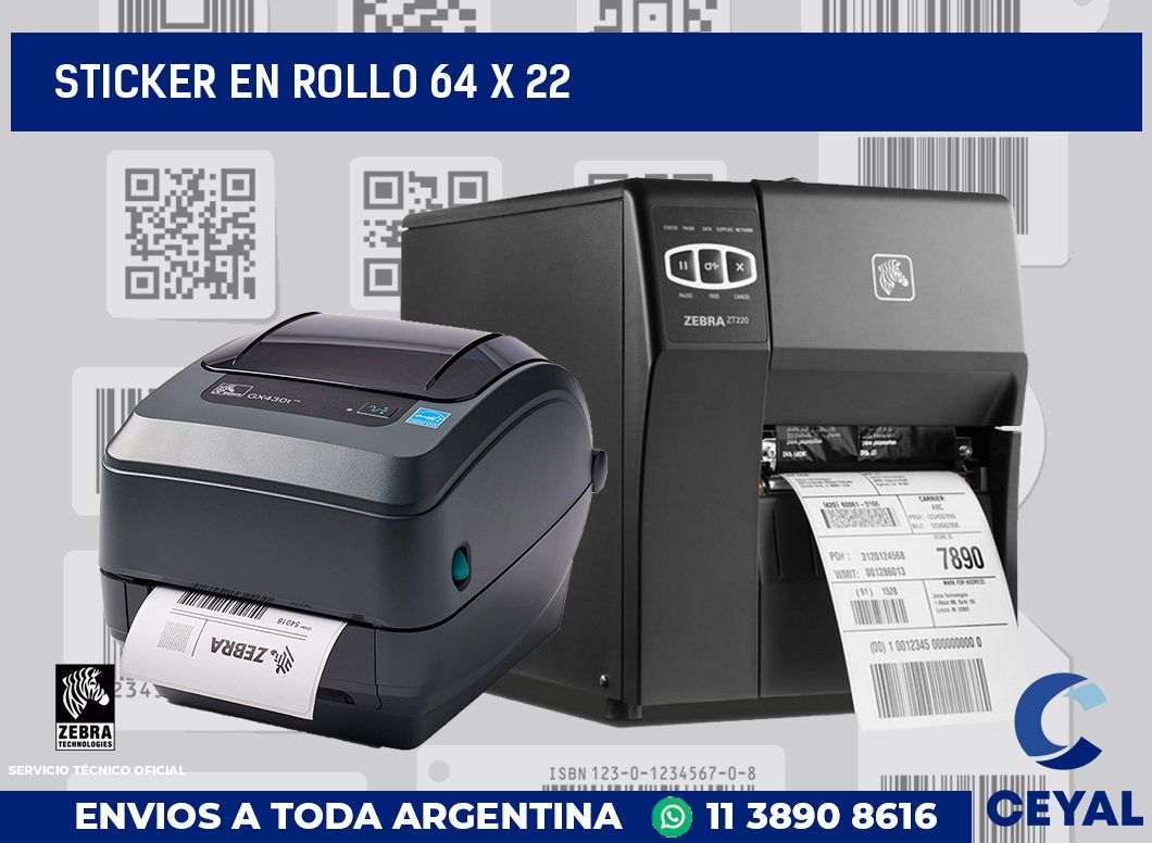 sticker en rollo 64 x 22