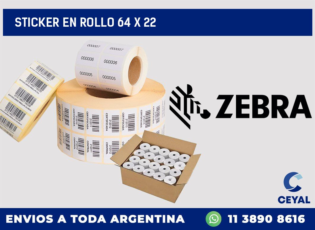 sticker en rollo 64 x 22
