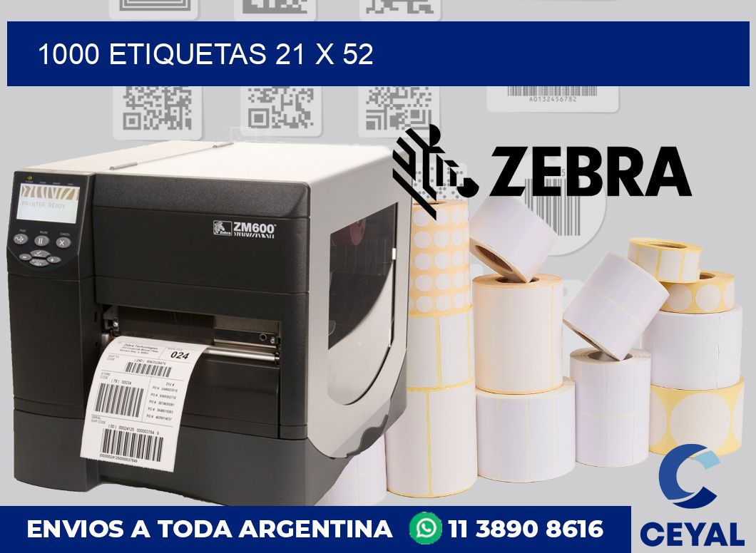1000 etiquetas 21 x 52