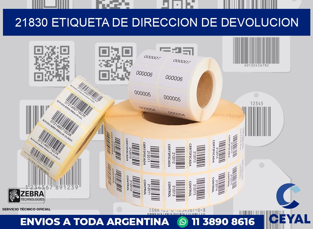 21830 Etiqueta de direccion de devolucion