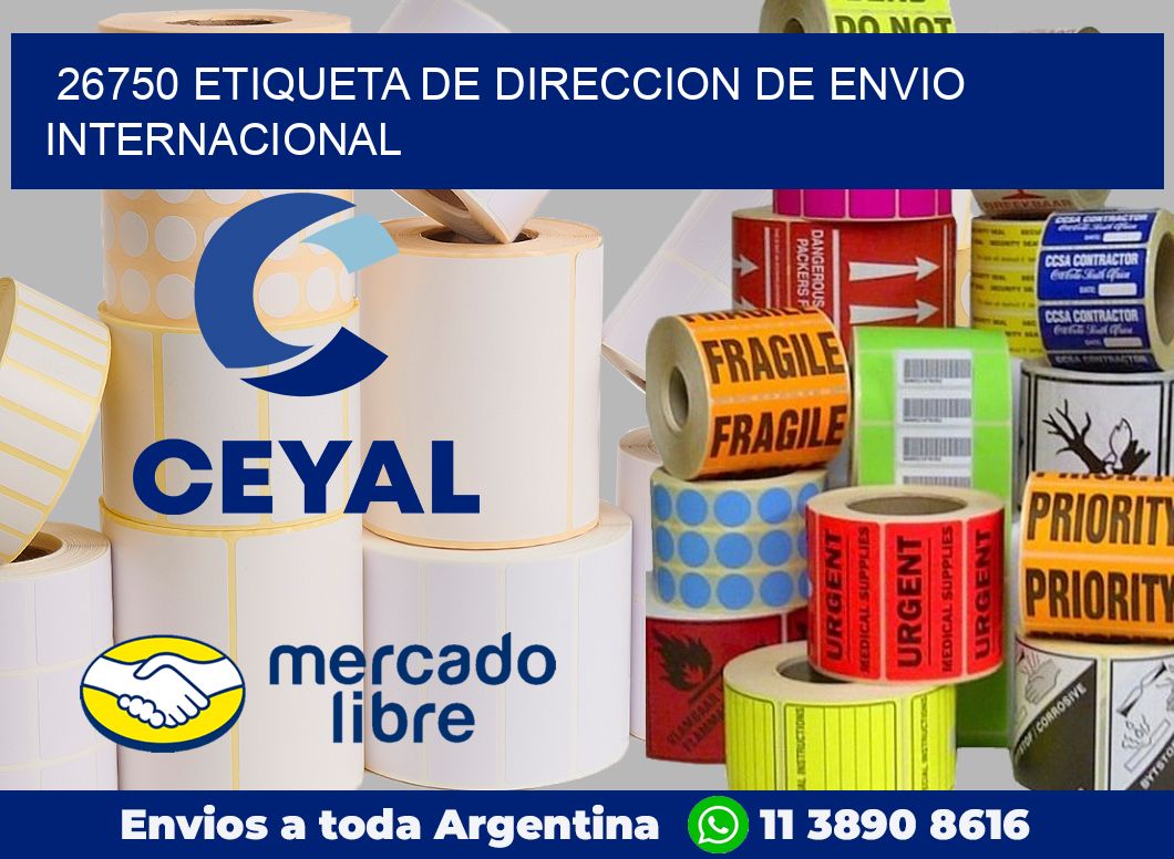 26750 Etiqueta de direccion de envio internacional