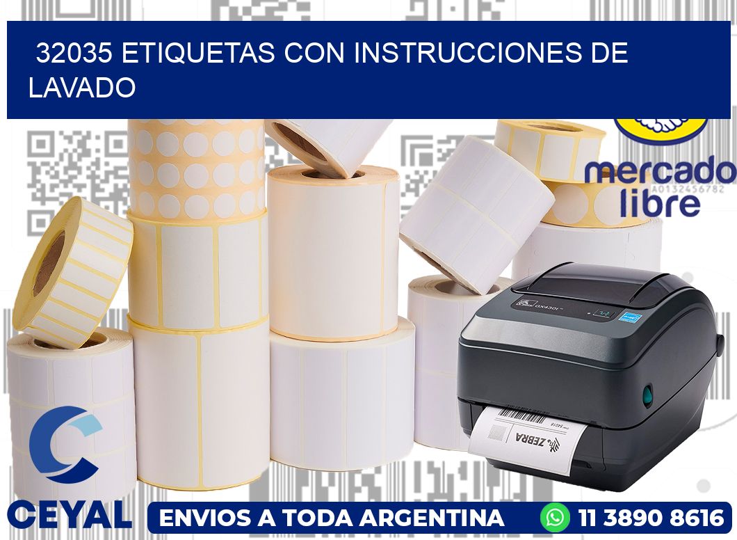32035 Etiquetas con instrucciones de lavado