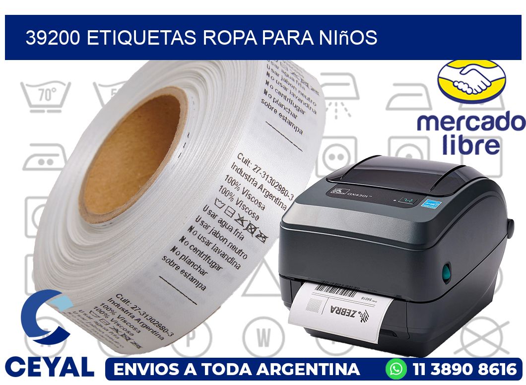 39200 Etiquetas ropa para niños
