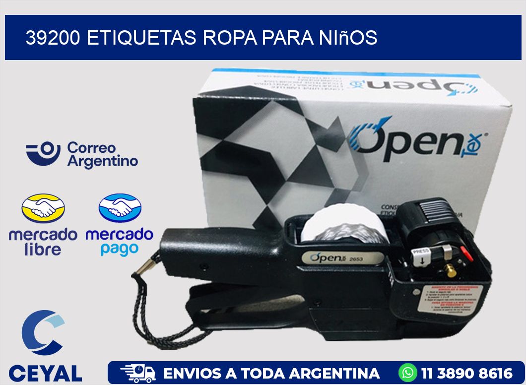 39200 Etiquetas ropa para niños