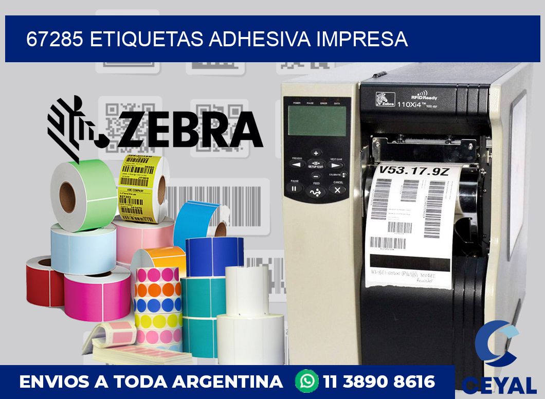 67285 etiquetas adhesiva impresa