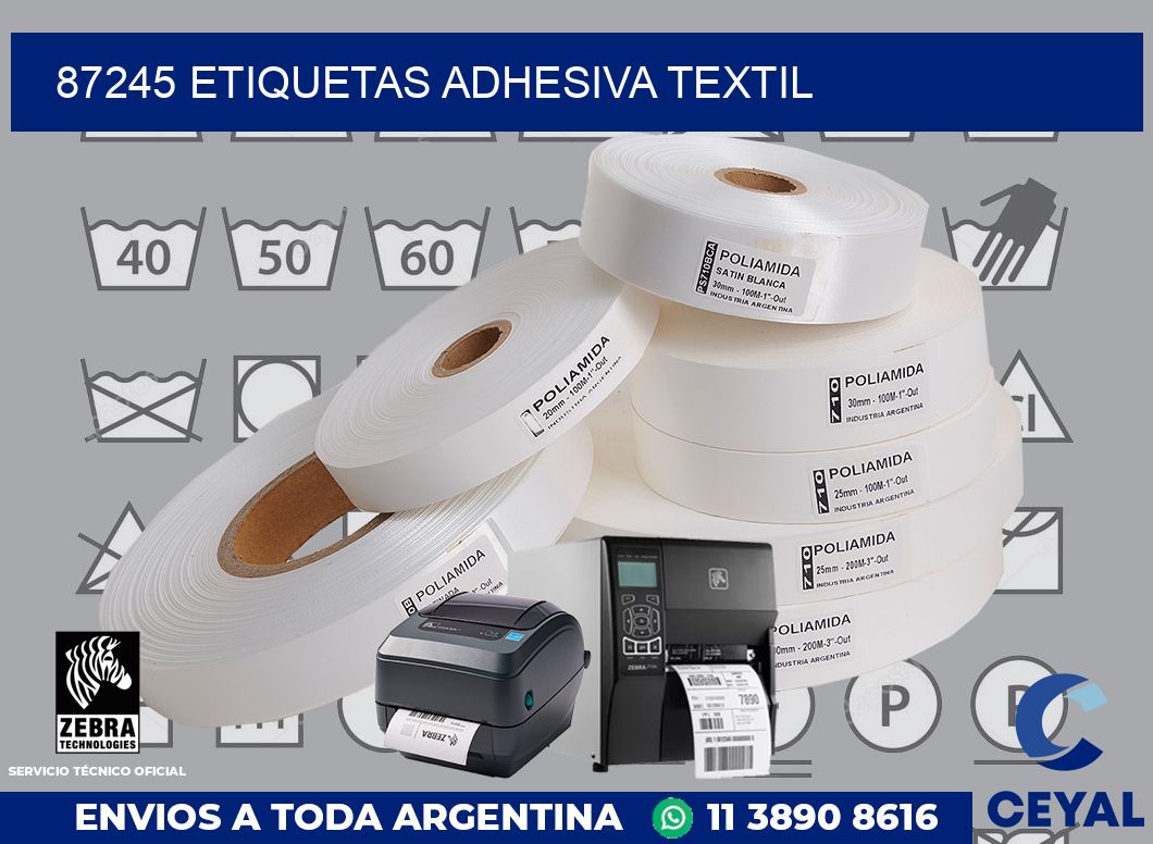 87245 etiquetas adhesiva textil