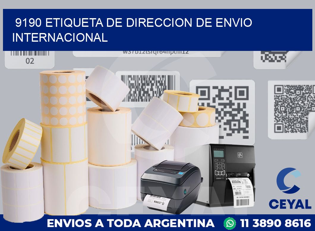 9190 Etiqueta de direccion de envio internacional