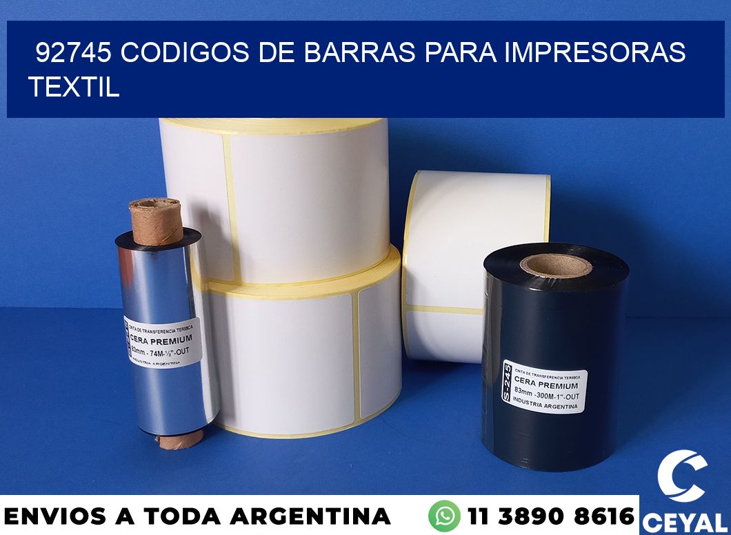 92745 codigos de barras para impresoras textil