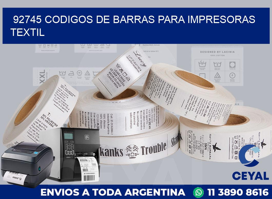 92745 codigos de barras para impresoras textil
