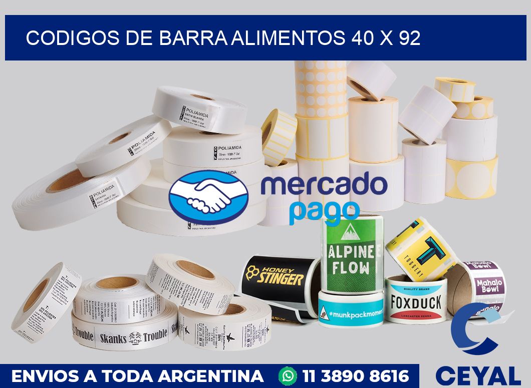 Codigos de barra alimentos 40 x 92