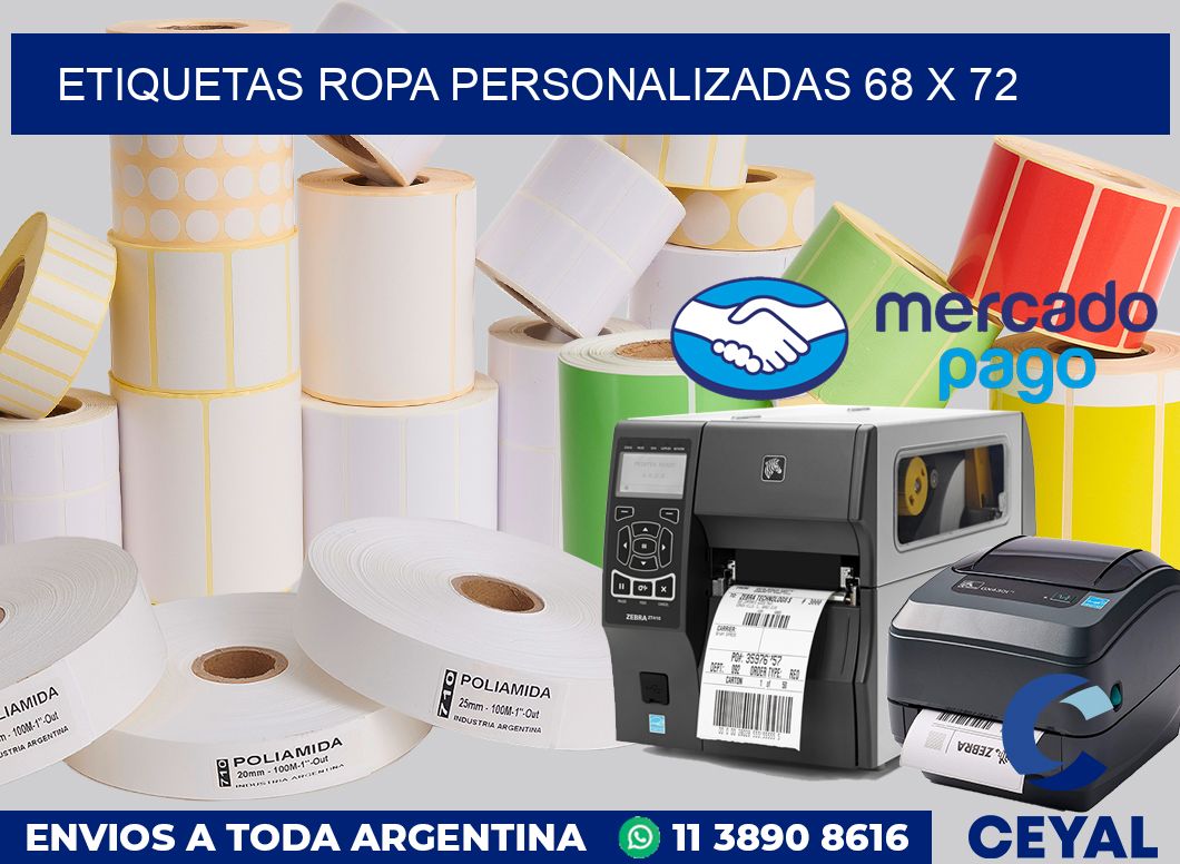 Etiquetas ropa personalizadas 68 x 72