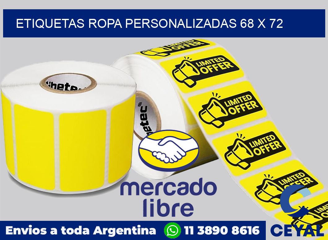 Etiquetas ropa personalizadas 68 x 72